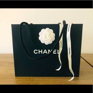 SOLD! Chanel Black Paper Shopping Gift Bag+ Ribbon